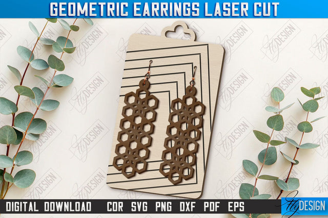 Geometric Earrings Laser Cut | Pendant Earrings | Jewelry | Accessories | Boho Design | CNC File SVG Fly Design 