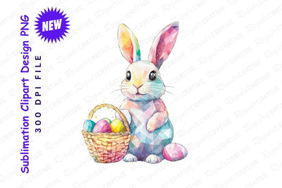 Geometric Easter Bunny With Basket And Eggs Sublimation Regulrcrative 