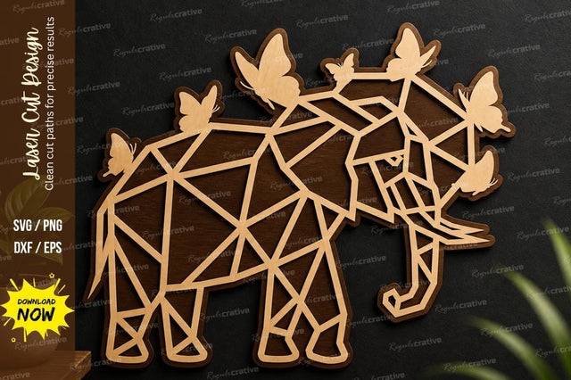 Geometric Elephant Laser Cut File SVG Regulrcrative 