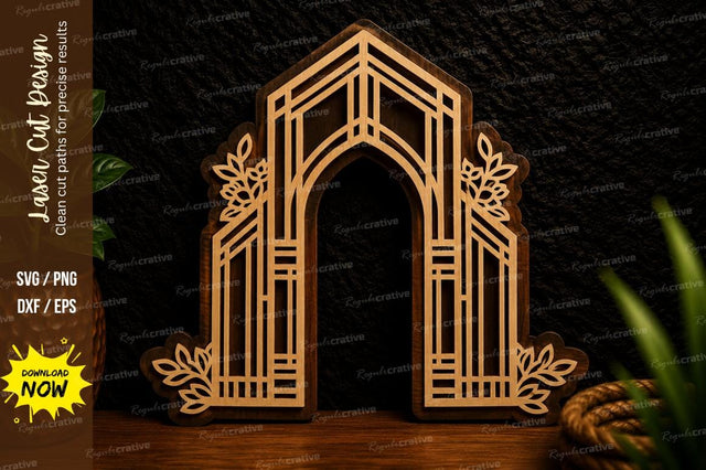 Geometric Floral Arch Laser Cut Svg Design SVG Regulrcrative 