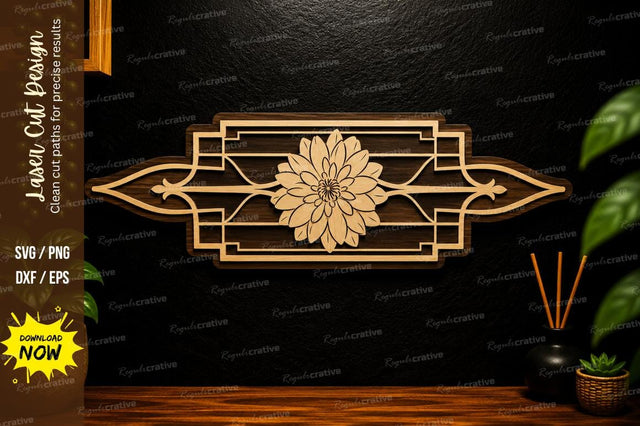 Geometric Floral Border Laser Cut SVG Design SVG Regulrcrative 