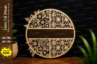 Geometric Floral Circle Laser Cut SVG SVG Regulrcrative 