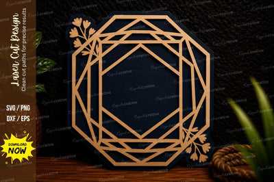 Geometric Floral Frame Laser Cut Svg Design SVG Regulrcrative 