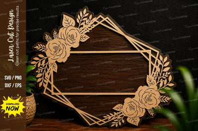 Geometric Floral Frame Laser Cut SVG Design SVG Regulrcrative 