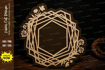Geometric Floral Hexagon Monogram Frame Laser Cut SVG Design SVG Regulrcrative 