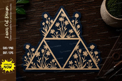 Geometric Floral Triangle Frame Laser Cut SVG File SVG Regulrcrative 