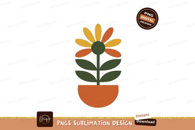 Geometric flower in pot orange yellow Sublimation Designangry 