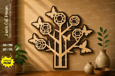 Geometric Flower Tree laser cut svg File SVG Regulrcrative 