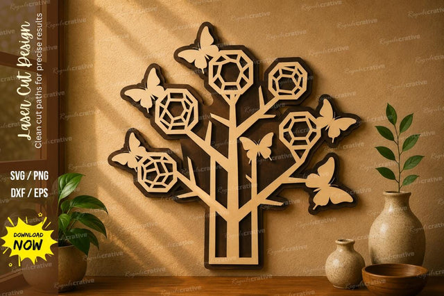 Geometric Flower Tree laser cut svg File SVG Regulrcrative 