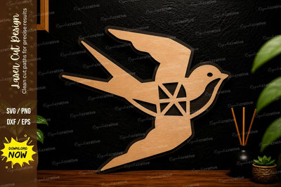 Geometric Flying Bird Laser Cut Svg Design SVG Regulrcrative 