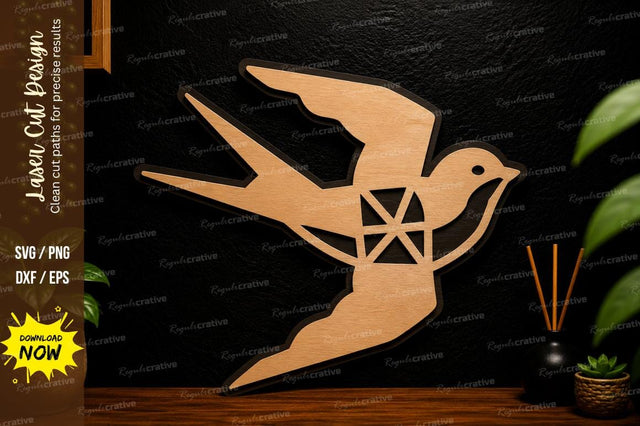 Geometric Flying Bird Laser Cut Svg Design SVG Regulrcrative 