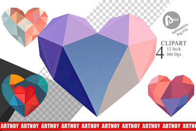 Geometric Heart Clipart Sublimation artnoy 