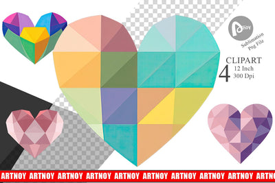 Geometric Heart Clipart Sublimation artnoy 