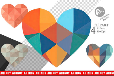 Geometric Heart Clipart Sublimation artnoy 