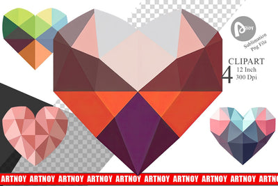 Geometric Heart Clipart Sublimation artnoy 