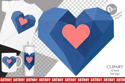 Geometric Heart Clipart Sublimation artnoy 