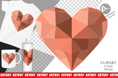 Geometric Heart Clipart Sublimation artnoy 