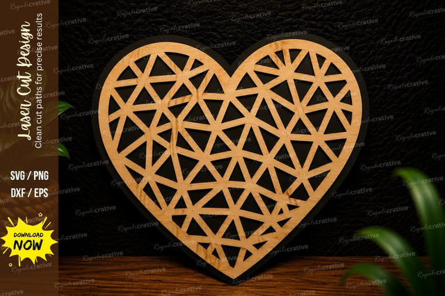 Geometric Heart Laser Cut SVG Modern Love Decor SVG Regulrcrative 