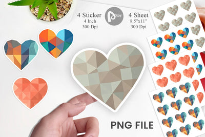 Geometric Heart Sticker Sublimation artnoy 