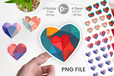 Geometric Heart Sticker Sublimation artnoy 