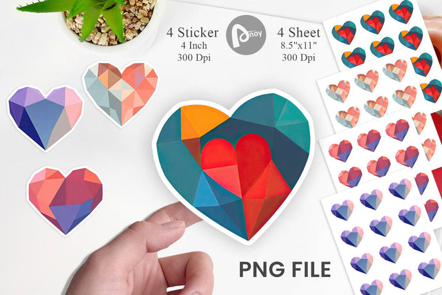 Geometric Heart Sticker Sublimation artnoy 