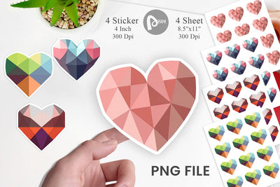 Geometric Heart Sticker Sublimation artnoy 
