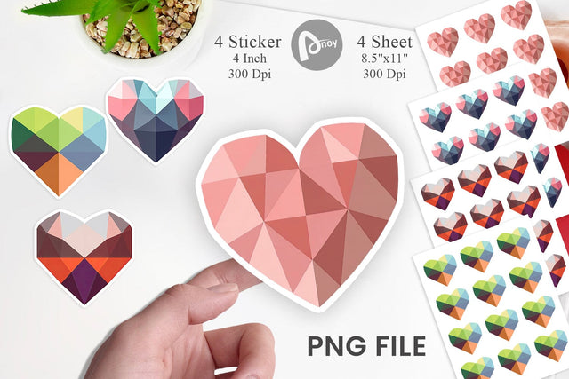 Geometric Heart Sticker Sublimation artnoy 