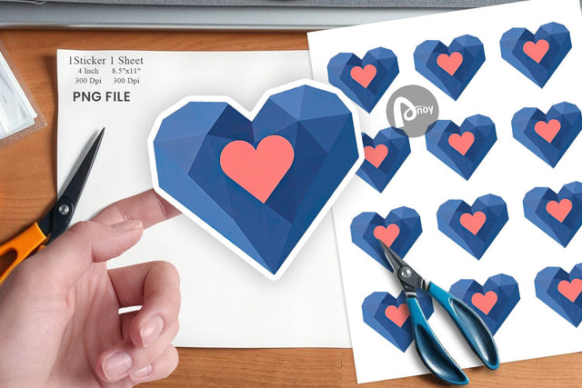 Geometric Heart Sticker Sublimation artnoy 