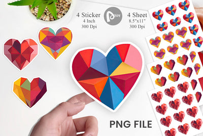 Geometric Heart Sticker Sublimation artnoy 