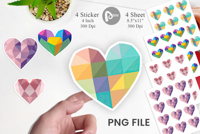 Geometric Heart Sticker Sublimation artnoy 