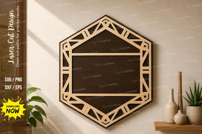 Geometric Hexagon Frame laser Cut svg Cutting file SVG Regulrcrative 