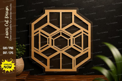 Geometric Hexagon Pattern Laser Cut SVG Design SVG Regulrcrative 