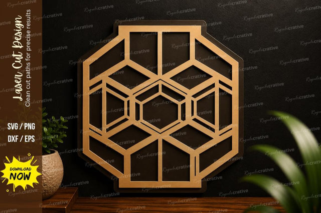 Geometric Hexagon Pattern Laser Cut SVG Design SVG Regulrcrative 