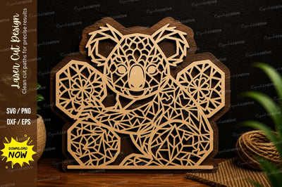 Geometric Koala Wildlife Decor Laser Cut SVG File SVG Regulrcrative 
