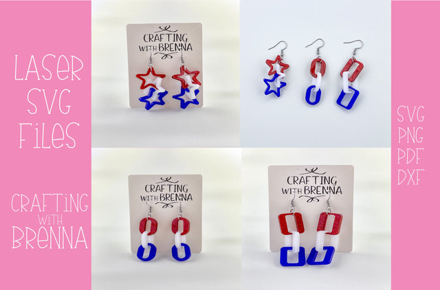 Geometric Linked Earrings Bundle Laser SVG File SVG Crafting With Brenna 