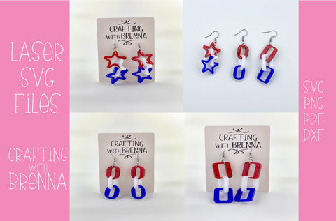Geometric Linked Earrings Bundle Laser SVG File SVG Crafting With Brenna 