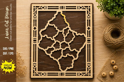 Geometric Map Frame Laser Cut SVG Design SVG Regulrcrative 