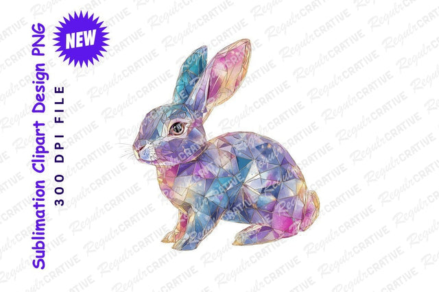 Geometric mosaic bunny clipart png Sublimation Regulrcrative 