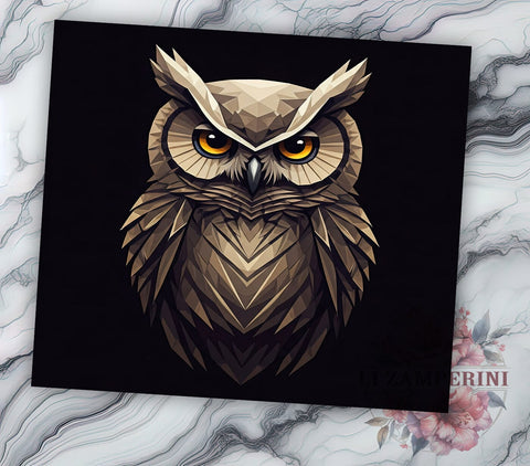 Geometric Owl Modern 20oz Tumbler, Owl Design Tumbler, Sublimation Wrap, 20oz Tumbler, Artistic Owl, Modern Decor, Animal Lover Gift Sublimation Li Zamperini 
