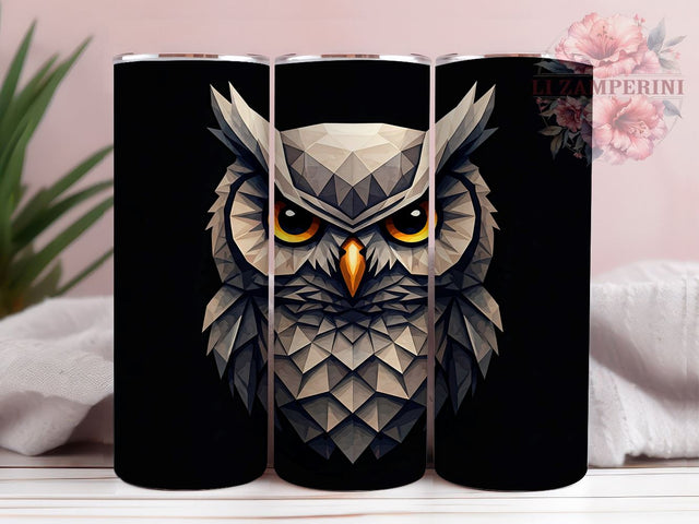 Geometric Owl Modern 20oz Tumbler, Owl Design Tumbler, Sublimation Wrap, 20oz Tumbler, Artistic Owl, Modern Decor, Animal Lover Gift Sublimation Li Zamperini 