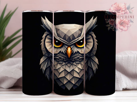 Geometric Owl Modern 20oz Tumbler, Owl Design Tumbler, Sublimation Wrap, 20oz Tumbler, Artistic Owl, Modern Decor, Animal Lover Gift Sublimation Li Zamperini 
