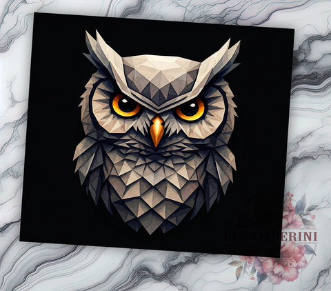 Geometric Owl Modern 20oz Tumbler, Owl Design Tumbler, Sublimation Wrap, 20oz Tumbler, Artistic Owl, Modern Decor, Animal Lover Gift Sublimation Li Zamperini 