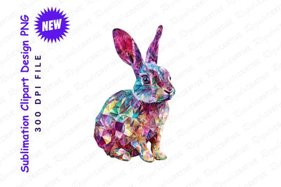 Geometric Rabbit Clipart Png Bright Colorful Design Sublimation Regulrcrative 