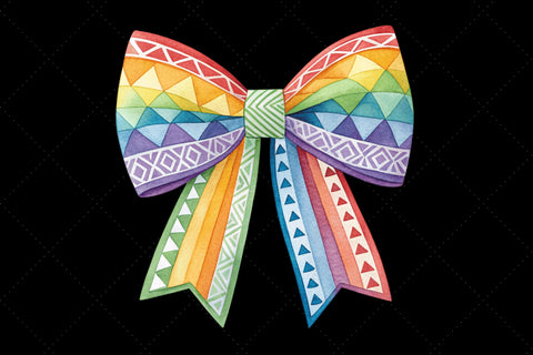 Geometric Rainbow Coquette Bow Clipart with Patterns, geometric rainbow bow, patterned coquette bow, modern bow design, rainbow clipart art, digital bow design, geometric pattern design Sublimation FloridPrintables 