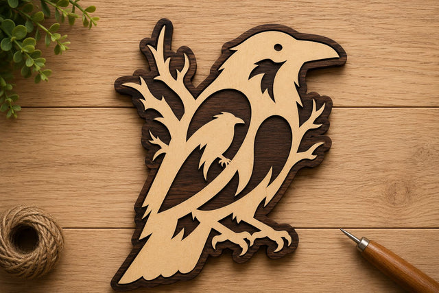 Geometric Raven Design Laser Cut Svg File Design SVG Regulrcrative 