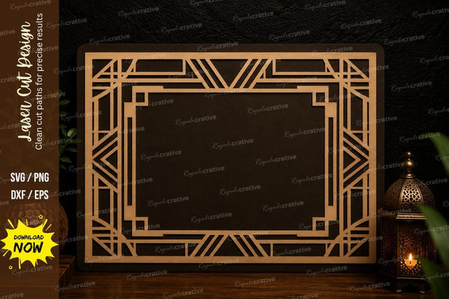 Geometric Rectangle Frame Laser Cut Svg Design SVG Regulrcrative 