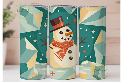 Geometric Snowman Christmas Tumbler Wrap Sublimation PixelChick 