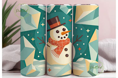Geometric Snowman Christmas Tumbler Wrap Sublimation PixelChick 