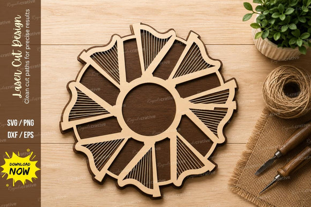 Geometric Sunburst Frame Laser Cut SVG Design SVG Regulrcrative 