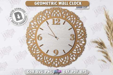 Geometric Wall Clock Laser Cut Bundle | Decorative Clock | Modern Interior | Home Décor | CNC Files SVG The T Store Design 